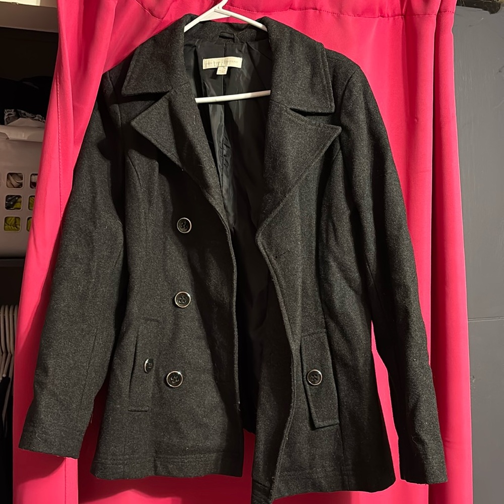 New York & Company black heather pea coat medium